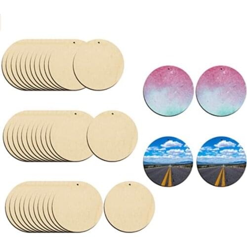 50 Pack - Round Unfinished Wood Pendants - Wooden Circles - 25mm Diameter for Crafts Home Decorations and Ornaments