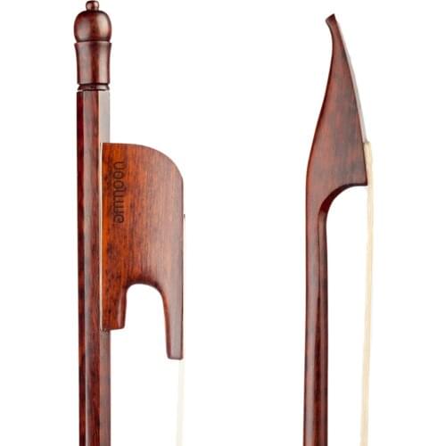 Ammoon 4/4 Violin Bow Baroque Style Snakewood Round Stick Snakewood White Horsehair Well Balanced