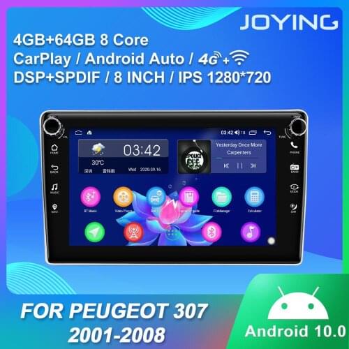 Android 10. car radio player head unit 4GB+64GB DSP wifi 8 inch tape recoder IPS RDS BT for Peugeot 307 307CC 307SW 2002-2013 HD