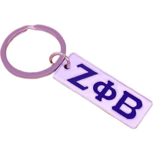 Dropship Greek Letters Association Zeta Phi Beta Key Chain Sorority Fraternity Label ZOB ZPB key Finder For Key Bag