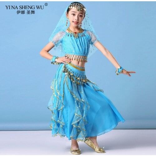 Children Belly Dance Costume Set Stage Performance Belly Dancing Clothes for girls India dance Bollywood Outfit Kids 2/5/7pcs