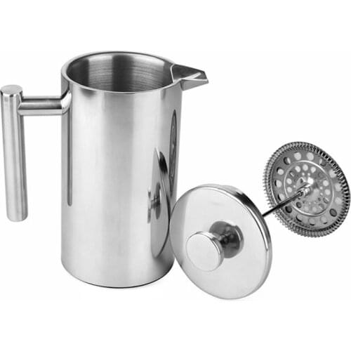 Double Walled 304 Stainless Steel Cafetiere Insulated Coffee Tea Maker Pot Giving One Filter Baskets French Press Coffee Maker