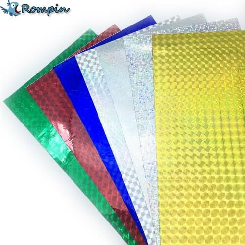 Rompin 7pcs/lot 10*20cm Fly Tying Laser Rainbow Film Holographic Adhesive Film Flash Tape For Lure Making Fly Tying Materials