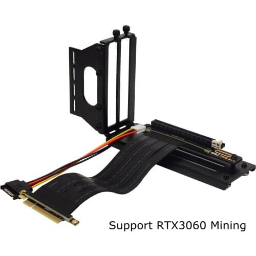 Graphics Card Holder Vertical Bracket PCI-E 3.0 Riser PCIe 8X to 16X ETH Mining Extension Cable for GPU RTX3060 Ethereum Miner