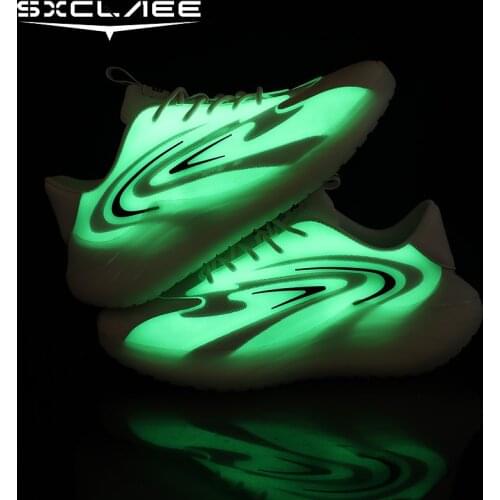 Sxclaee Fluorescent Mens Casual Shoes Breathable Mesh + Stretch Fabric Sneakers Deodorant Sweat-absorbent Sports Shoes Size 44