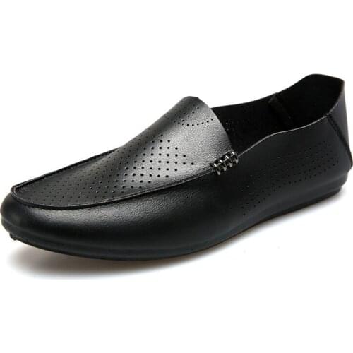 2021 Summer Autumn New European Style Loafers for Man Breathable Slip-on Shallow Leather Casual Shoes Anti-Odor for Daily