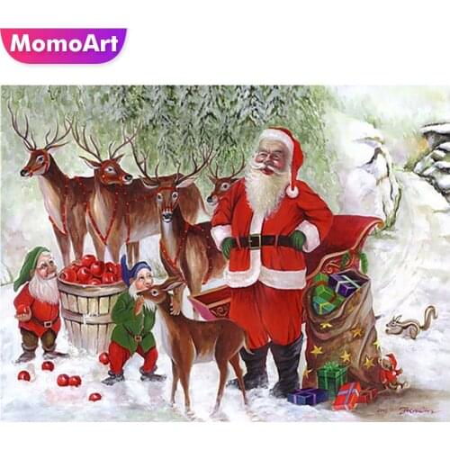 MomoArt Diamond Embroidery Santa Claus Rhinestone Art 5D DIY Diamond Painting Sale Cartoon Cross Stitch Mosaic Home Decorations