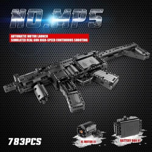 MOULD KING 14001 Motorized Block Gun With MOC-29369 MP5 Submachine Gun Model Building Blocks Bricks Kids DIY Toy Christmas Gifts