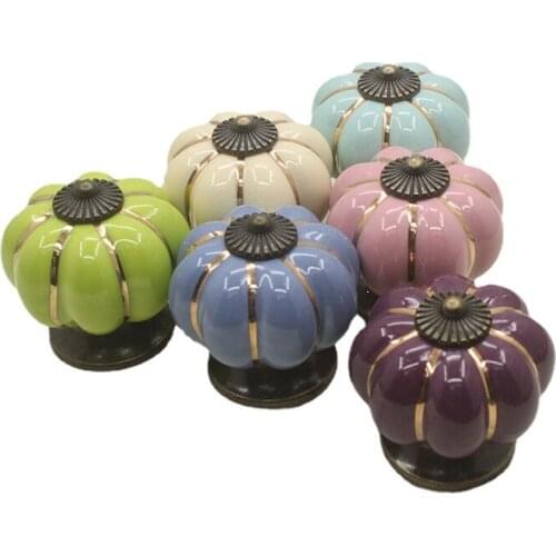 Cartoon Ceramic Handle Ivory White Pumpkin Handle European Modern Simple Pastoral Country Drawer Kitchen Handles and Knobs