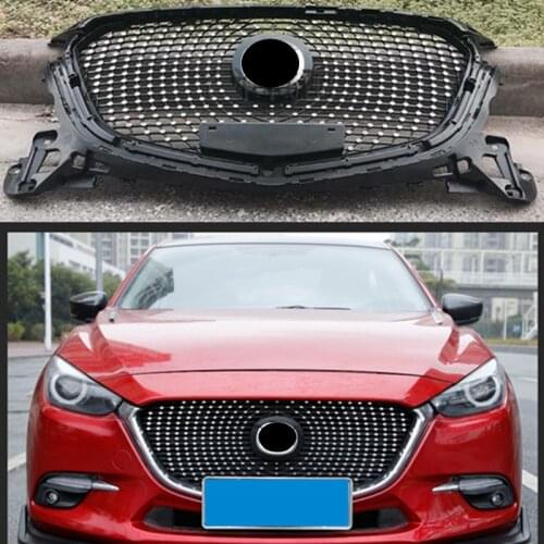 Diamond Style Body Kit Bumper Cover Reftting Grill Accessories ABS Material Racing Grille For Mazda AXELA Mazda 3 2014-2018