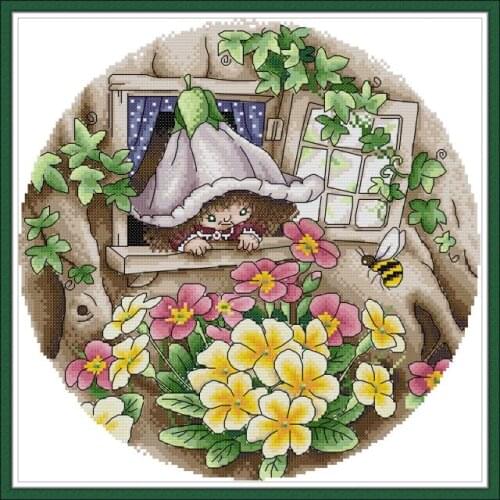 Flower Fairy 7 cross stitch kit aida 14ct 11ct count print canvas cross stitches needlework embroidery DIY handmade