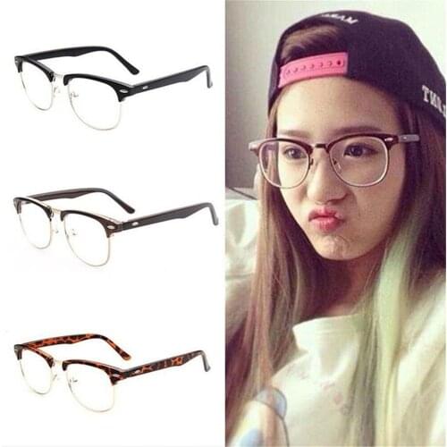 New Vintage Fashion Half Frame Semi-Rimless Clear Lens Glasses Nerd Geek Eyewear Eyeglasses