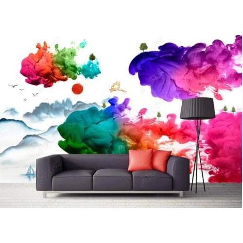 Custom mural 3d photo wallpaper Ink painting new chinese style watercolor smoke home decor living room wallpaper for walls 3 d