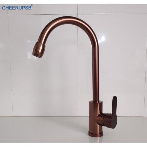 Rose Gold Kitchen Sink Faucets Steam Water Deck Mount Tap Rotatable Hot Cold Faucets Single Handle Hole Black Round Pipe Taps K2