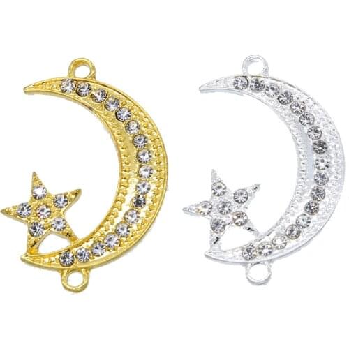 6pcs Supplies For Jewelry Silver Allah Muslim Crescent Moon Charm Connector Accessories For Islamic Jewelry DIY Making