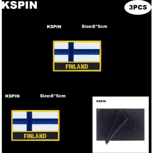 Rectangle National Flag Patch Hook Loop Finland Badges Armband 3D Stick on Jacket Backpack Stickers