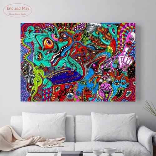 Psychedelic Eyes and Mouth Canvas Art Print Painting Poster Wall Pictures For Living Room Home Decoration Wall Decor No Frame