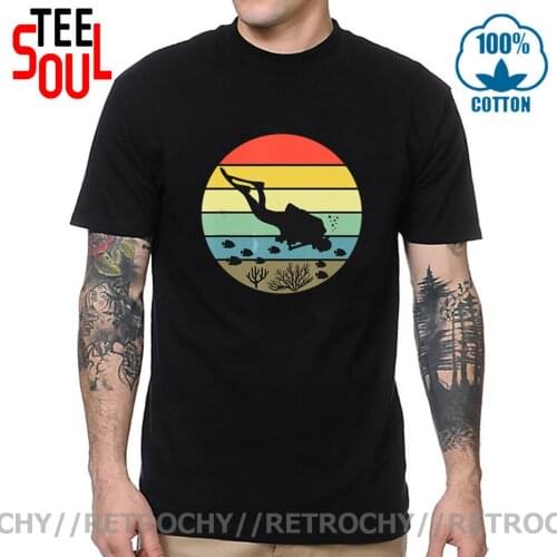 Retrochy Vintage Scuba Diving T shirt men Retro Sunset I Fish Sea Deep Dive Idea Tee Tops Scuba Diver T-shirt 2020 Newest Design