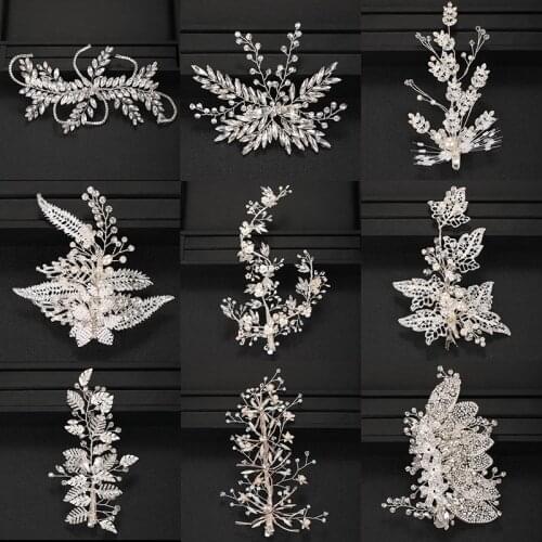 Luxury Silver Color Wedding Hair Accessories Handmade Pearl Hairgrips Clips Crystal Women Hair Jewelry Bridal Ornaments