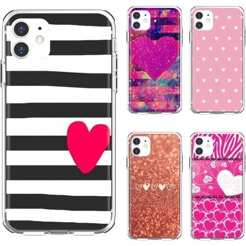 Pink-Rose-Heart-Stripes-Princess For Huawei P30 P40 P20 P7 P8 P9 P10 Lite Plus Pro 2015 2016 2017 Mini Silicone Case