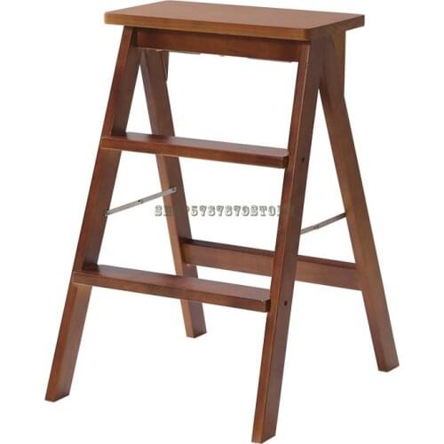 Solid Wood Step Stool Household Ladder Household Folding Stool Kitchen High Bench Climbing Three Steps Small Ladder Folding Step