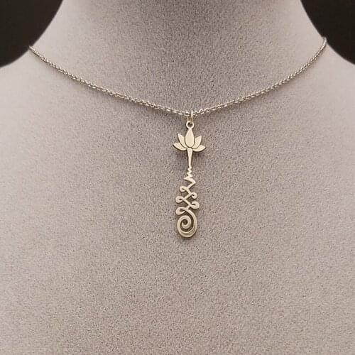 Unalome, Lotus Necklace,Hippie Necklace,Bohemian Necklace