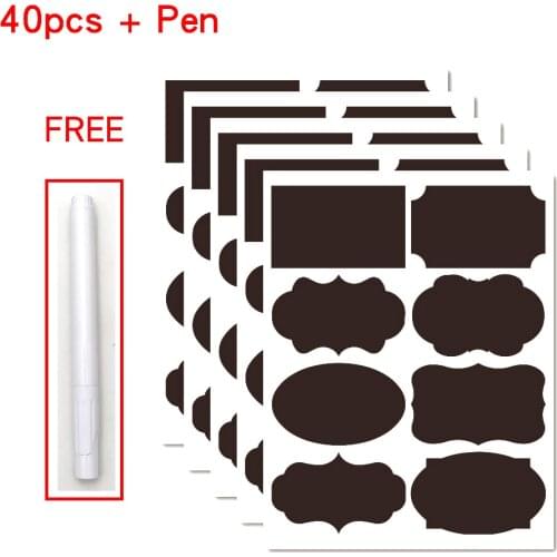 Waterproof Chalkboard Kitchen Spice Rack Label Stickers Home Jars Bottles Tags Blackboard Labels Stickers with Marker Pen