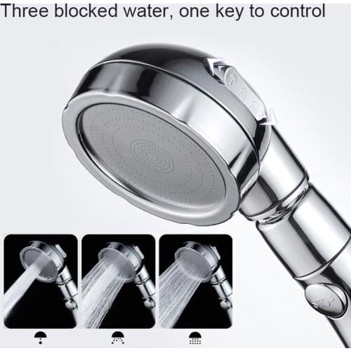 360 Degree Rotating Shower Head 3 Spary Setting Adjustable Water Saving Shower Head With Water Control Button Shower Head Rack