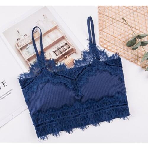 OIONINOS Women Beautiful Back Cropped Top Wireless Lace Tube Tops Camisoles Underwear Lingerie