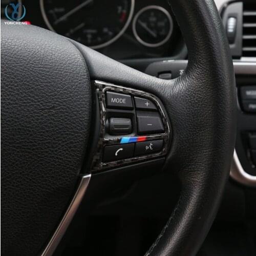 1 Pair True Carbon Fiber Steering Wheel Button Sticker For BMW 1/2/3/4 Series 3GT F20 F21 F30 F32 F34 Auto Accessories