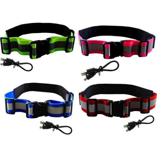 1pc Safety Night Glow Running Reflective Waist Belt LED Light Outdoor Running Hiking Cycling Riding Night Sports Reflective Belt