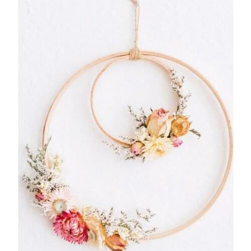 10-29cm Bamboo Ring Wooden Circle Round DIY Catcher-Dream Handmade Flowers Hoop Home Hotel Party Wedding Birthday Party Decor