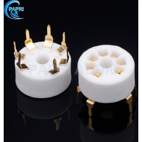 PAPRI 10PCS PCB Mount B7G GOLDPlated 7pin Bottom Chassis Mount Tube Socket For 6Z4 EC92 EAA91