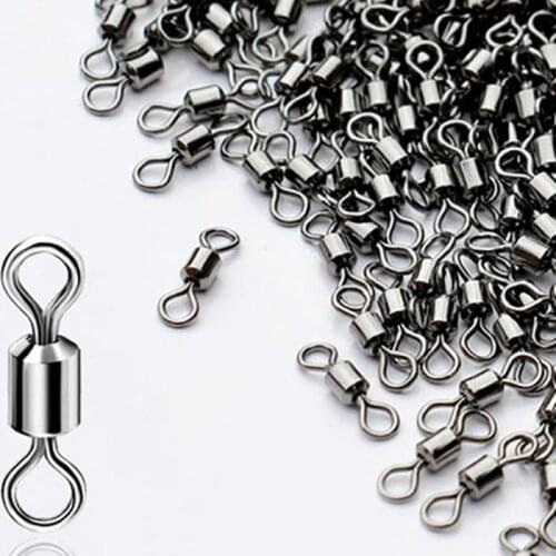 50Pcs Swivel Fishing Connector Hook Ball Bearing Swivel Solid Rings Fishing Connector Fishing Hooks Fishing Fishhooks