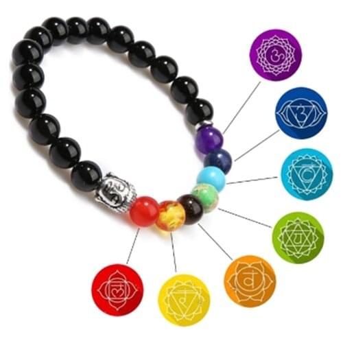 7 Chakra Buddha Therapy Bracelet For Women Men Yoga Natural Stone Beads Jewelry Weight Loss Prayer Bangle Dropshopping