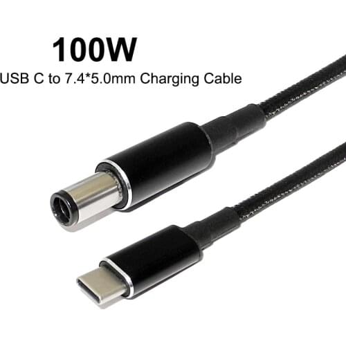 100W USB C to 7.4*5.0mm Converter Type C Cable for Hp Pavilion DV3 DV4 DV5 DV6 Laptop Power Adapter Charger Connector