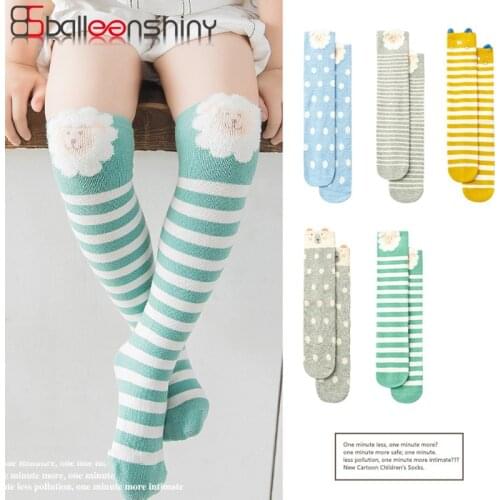 BalleenShiny Cartoon Animal Multicolor Infant Baby Socks Winter and Autumn Dot Small Stripe Kids Girl Boy Long Tube Cotton Socks