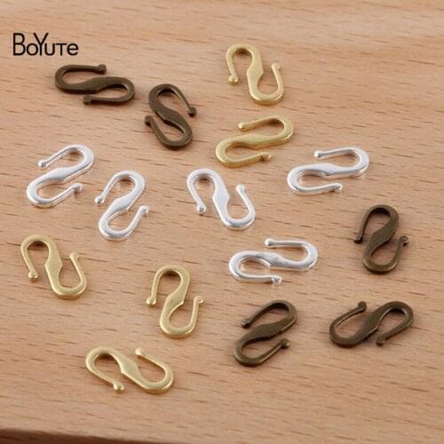 BoYuTe (200 Pieces/Lot) 7*12MM Metal Brass S Shaped Clasp Hook Materials Handmade Diy Jewelry Accessories Parts