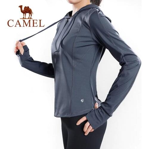 CAMEL Yoga Clothes Hooded Long-sleeve Womens T-shirt Autumn Sports Tops Fitness Clothes Running Jacket Tights