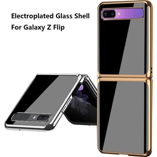 Phone Cover For Samsung Galaxy Z Flip 5G Case Glass Plating Exquisite Painting Luxury New Light Thin Shockproof Protective Funda