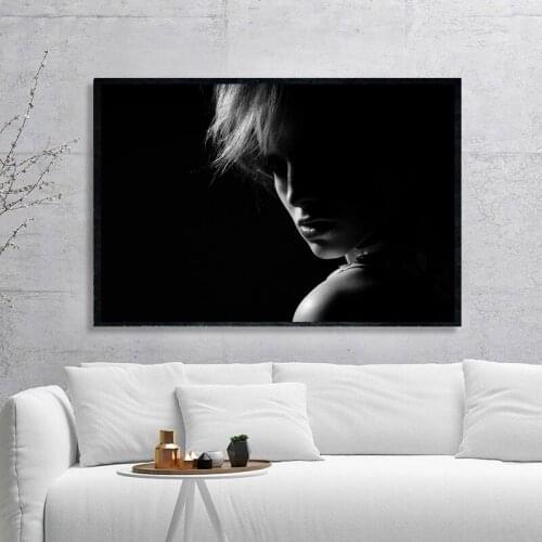 Black and White Characters Modern Canvas Painting Black and White Characters Face Art Frameless Portrait Painting Home Decor