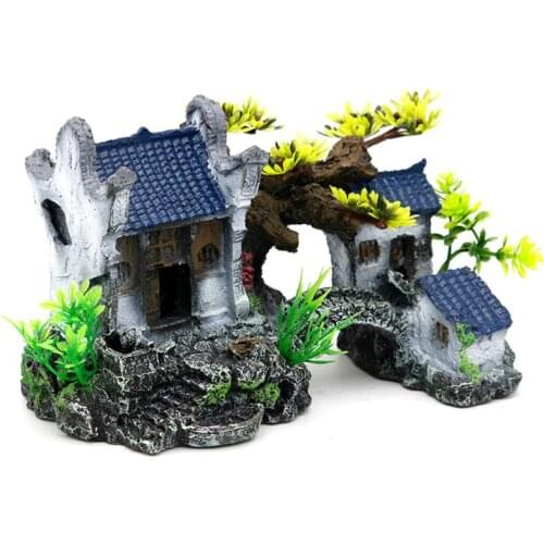 Gangnam Hut Aquarium FishTank Landscaping Decoration Vintage Home Resin Hideaway Shrimp Breeding Shelter Multiple Holes Ornament