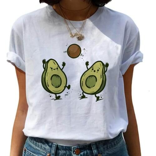 Oversized Womens T-shirt Fashion Cartoon Avocado Summer White Top Tees Tall Waman Cloth for Female Short Sleeve