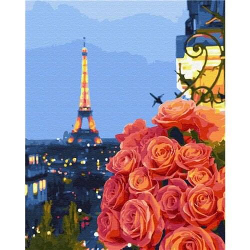 GATYZTORY Frame DIY Painting By Numbers Rose Paris Landscape Paint By Numbers For Home Wall Art Picture Unique Gift