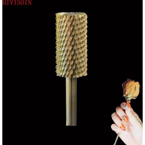 HIVISOIN-6pcs- Carbide Nail Drill Bit - large Pink&White Bit - (60020010)-Gold