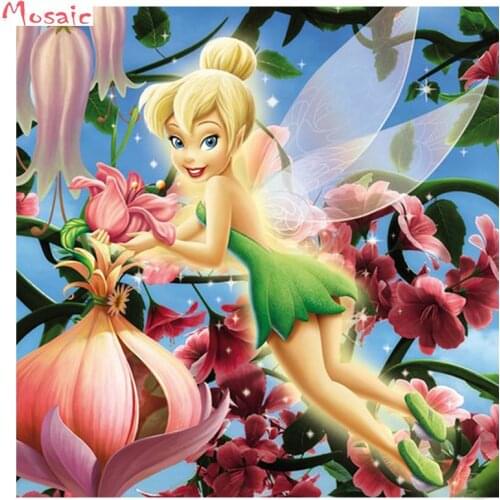 Rhinestone pictures full square round 5D diy diamond painting fairy cartoon girl gift diamond embroidery diamond mosaic kids