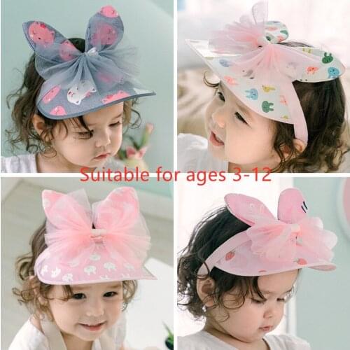 Childrens sun hat UV protection cartoon shape butterfly rabbit ears cap personality baby empty top sunscreen cap