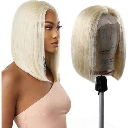 Lace Part Short Bob Wigs Remy Brazilian Straight 100% Natural Human Hair T part Wig 13x1 For Women By ali beauty