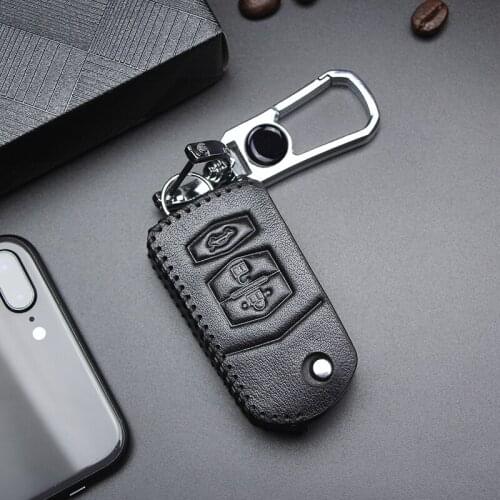 Leather Car Key Cover with Key Holder For Mazda RX8 MX5 323 626 Familia 2 3 5 6 Axela Atenza CX5 CX7 CX9 CX4 CX8 M2 M3 M5 M6 CX3