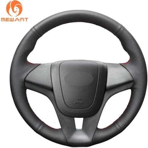 MEWANT Black Artificial Leather Hand-Stitched Steering Wheel Cover for Chevrolet Cruze Aveo Orlando Holden Cruze Ravon R4